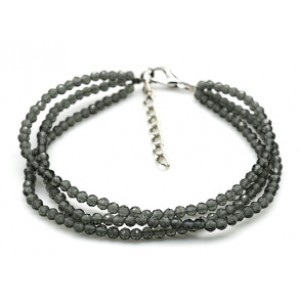 Браслет из циркона 3 нити шарик гр.3мм цвет графит, 19см