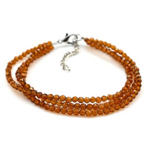 Браслет из циркона 3 нити шарик гр.3мм цвет коньячный, 19см