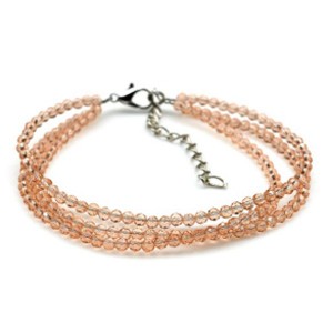 Браслет из циркона 3 нити шарик гр.3мм цвет персиковый, 19см