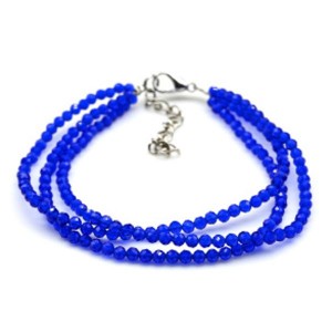 Браслет из циркона 3 нити шарик гр.3мм цвет синий яркий, 19см Браслет из циркона 3 нити шарик гр.3мм цвет синий яркий, 19см