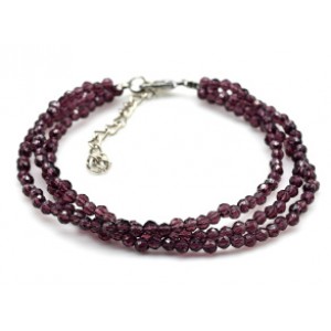 Браслет из циркона 3 нити шарик гр.3мм цвет фиолетовый, 19см