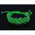 Браслет плетеный с цирконами зеленый 2