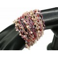 Браслет с цирконами 24 нити авторский. сиренево-розовый, 19см