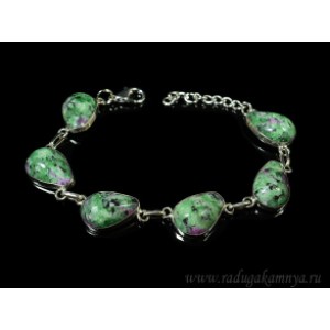 Браслет из цоизита "Капля", 18,5см.
