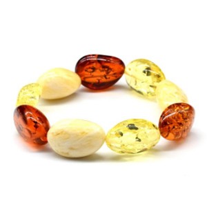 Браслет из янтаря галтовка лимонный, молочный, коньячный, 38г Браслет из янтаря галтовка лимонный, молочный, коньячный, 38г