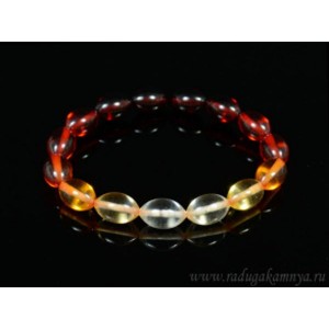 Браслет из янтаря рис 9*13мм радуга лимонно-вишневый