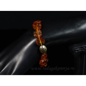 Браслет из янтаря круг 12-15мм коньячный Браслет из янтаря круг 12-15мм коньячный