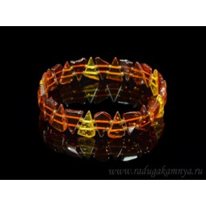 Браслет из янтаря треугольник 16-17мм медовый, коньячный