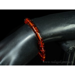 Браслет из янтаря цилиндр 7*10мм коньячный