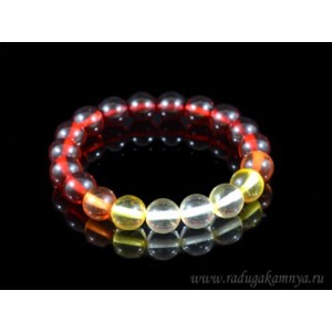 Браслет из янтаря шарик 10мм медово-вишневый Браслет из янтаря шарик 10мм медово-вишневый