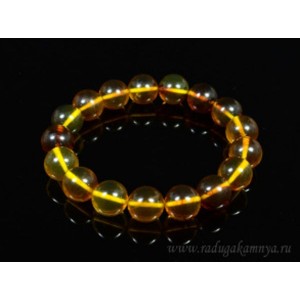 Браслет из янтаря шарик 12мм медово-коньячный