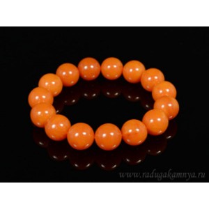Браслет из янтаря шарик 14мм карамельный