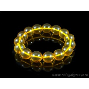 Браслет из янтаря шарик 14мм медовый