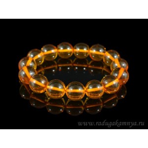 Браслет из янтаря шарик 14мм св.коньячный
