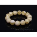 Браслет из янтаря шарик 15мм молочный