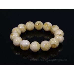 Браслет из янтаря шарик 15мм молочный Браслет из янтаря шарик 15мм молочный