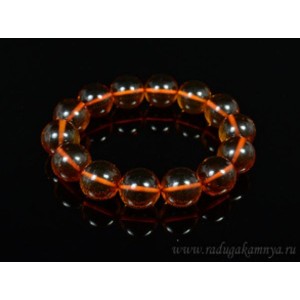 Браслет из янтаря шарик 16мм св.коньячный