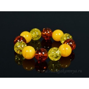 Браслет из янтаря шарик 18мм лимонный, молочно-медовый, коньячный