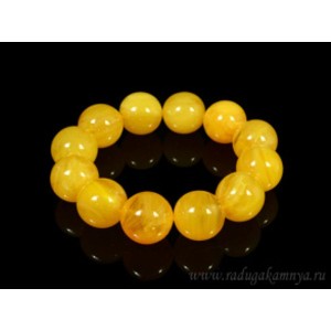 Браслет из янтаря шарик 18мм медово-карамельный