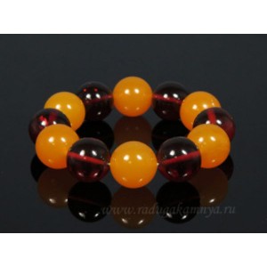 Браслет из янтаря шарик 20мм коньячный, карамельный