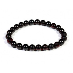 Браслет из янтаря шарик 8мм вишня