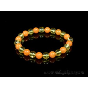 Браслет из янтаря шарик 8мм лимонный, карамельный.