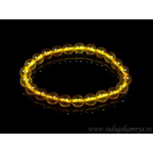 Браслет из янтаря шарик 8мм медовый 2