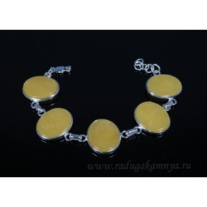 Браслет с янтарём в посеребрении овал 20*25мм медово-молочный, 21см Браслет с янтарём в посеребрении овал 20*25мм медово-молочный, 21см