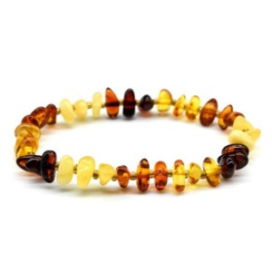 Браслет янтарный с бисером цвет  ассорти