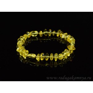 Браслет янтарный с бисером цвет  лимонный