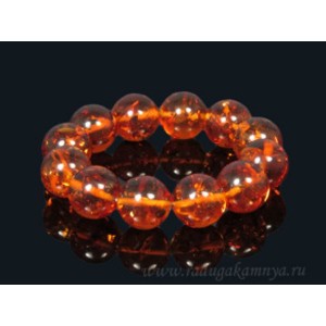 Браслет янтарный шарик 18мм цвет  коньячный