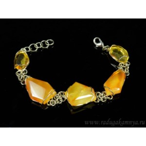Браслет янтарь, 19см.