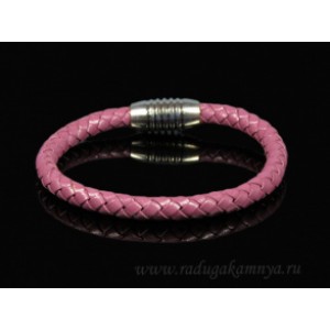 Браслет плетеный из кожи цвет сиреневый, 20см