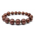 Браслет шарик тисненый 8-12мм акриловый, цвет шоколадный.