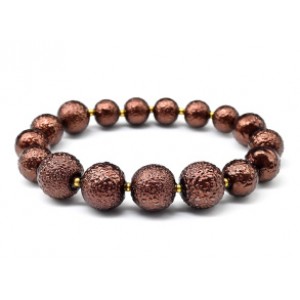 Браслет шарик тисненый 8-12мм акриловый, цвет шоколадный.