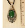 Кулон из кварца (цвет хризопраз), филигрань, ручная работа, камень овал 18х13мм