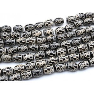 Бусины Дзи "Девять глаз" из агата бочонок 12*15мм, 32см, 20 бусин