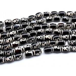 Бусины Дзи "Кубера" из агата бочонок 10*14мм, 33см, 24 бусины