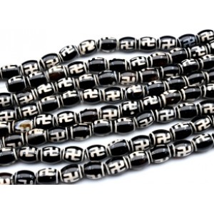 Бусины Дзи "ХоТу" из агата бочонок 10*14мм, 33см, 24 бусины.