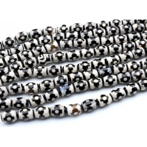 Бусины Дзи "Три глаза" из агата бочонок 10*14мм, 33см, 24 бусины