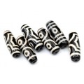 Бусины Дзи "Три глаза" из агата бочонок 10*30мм, цвет черный, 1 бусина
