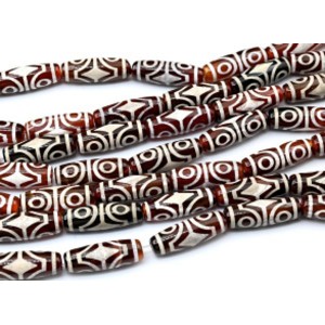 Бусины Дзи "Четыре глаза" из агата бочонок 10*30мм, цвет вишневый, 29см, 10 бусин Бусины Дзи "Четыре глаза" из агата бочонок 10*30мм, цвет вишневый, 29см, 10 бусин