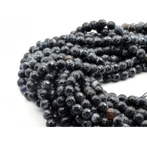 Бусины из агата пати шарик гр.11мм цвет чёрный, 36,5см, 33 бусины