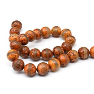 Бусины из агата тибетского шарик 14мм, 36,5см, 27 бусин