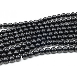 Бусины из агата черного шарик 10мм (имитация), 35,5см, 37 бусин