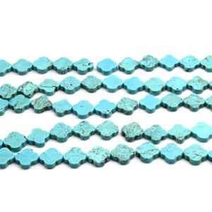 Бусины из бирюзы (туркенит) клевер 18*18мм, 40см, 22 бусины