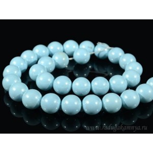 Бусины из майорки шарик 12мм цвет голубой, 40см, 34 бусины