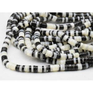 Бусины из перламутра диски 6мм цвет белый, графит, 40см, 189 бусин