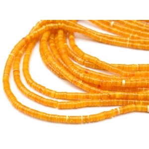 Бусины из перламутра тонированного диски 4мм цвет желтый, 40см, 225 бусин