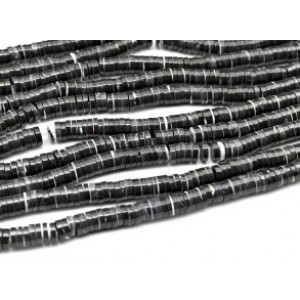 Бусины из перламутра тонированного диски 6мм цвет графит, 40см, 225 бусин